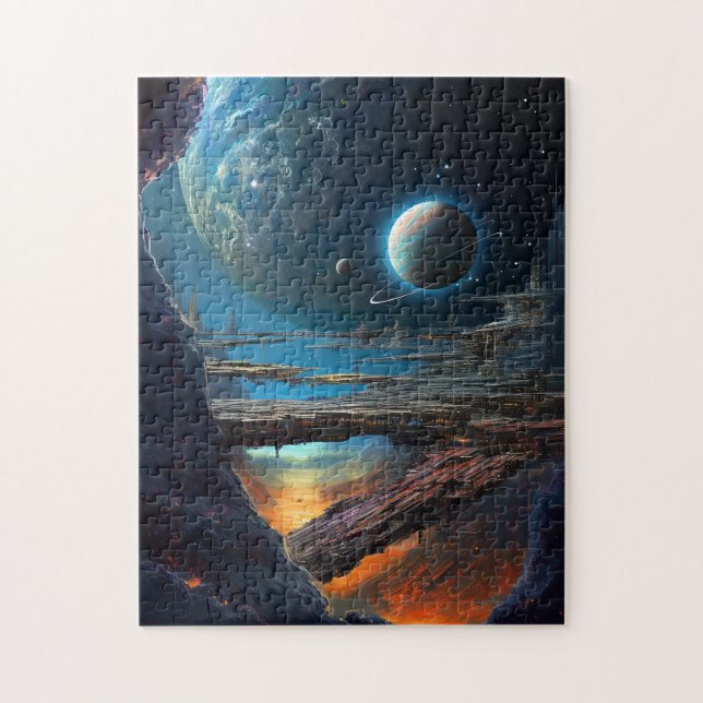 Science Fiction Futuristic Outer Space City Jigsaw Puzzle (Vertical)