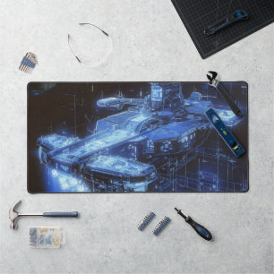 Science Fiction Ship Blueprint Desk Mat