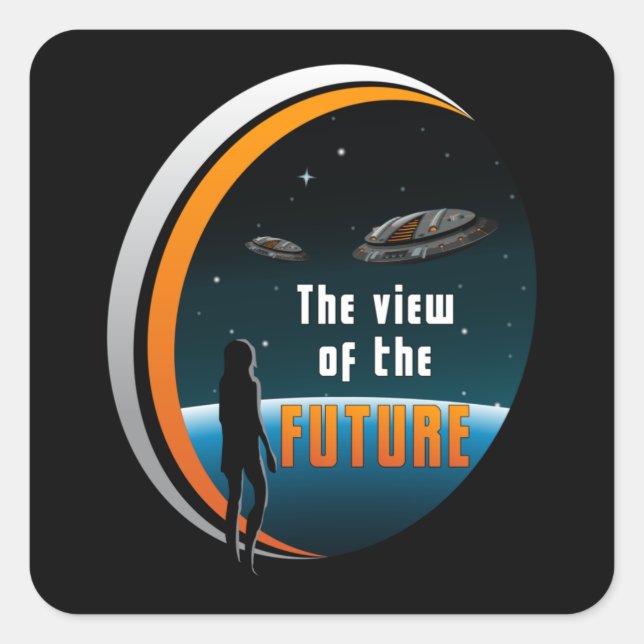 Science Fiction Ufo Space Alien Sci-Fi Funny Gift Square Sticker (Front)