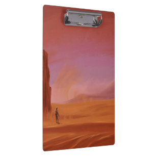 Science Fiction Vintage Mars Vacation Illustration Clipboard