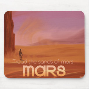 Science Fiction Vintage Mars Vacation Illustration Mouse Pad