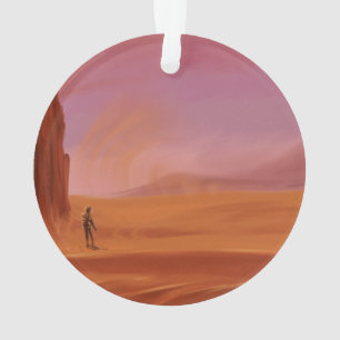 Science Fiction Vintage Mars Vacation Illustration Ornament