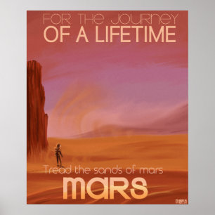 Science Fiction Vintage Mars Vacation Illustration Poster