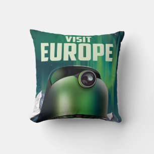 Science fiction Visit Europe travel poster Cushion