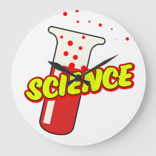 Science Flask Cartoon Large Clock