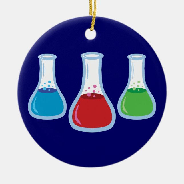 Science Flasks Ceramic Tree Decoration (Front)