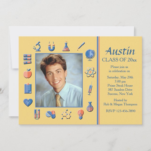 Science Frame Graduation Party Invitation (Front)