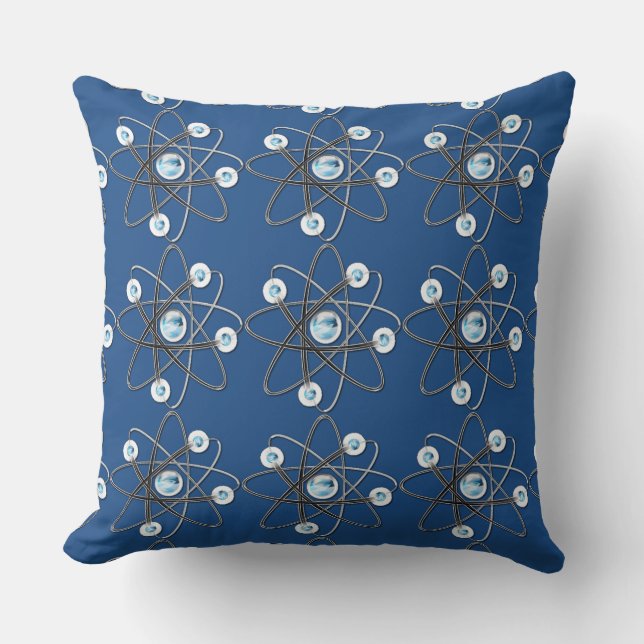 Science Geek Atom Symbol Throw Pillow (Front)