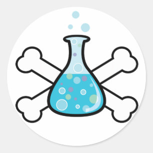 science geek beaker and crossbones design classic round sticker