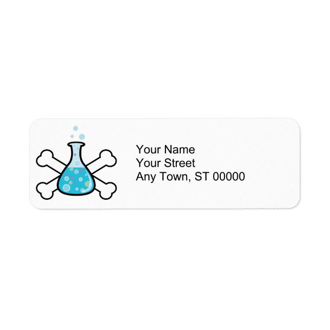science geek beaker and crossbones design return address label (Front)