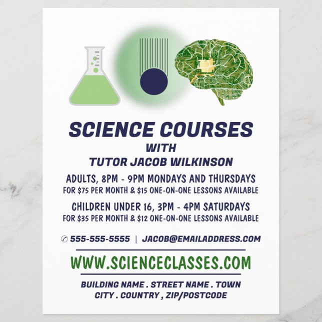 Science Icons, Science Course Advertising Flyer (Front)