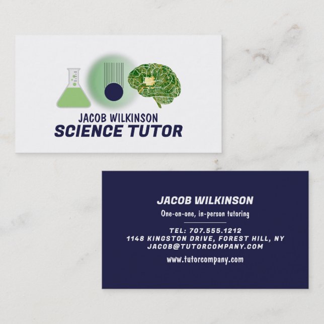 Science Icons, Science Tutor, Teacher Business Card (Front/Back)