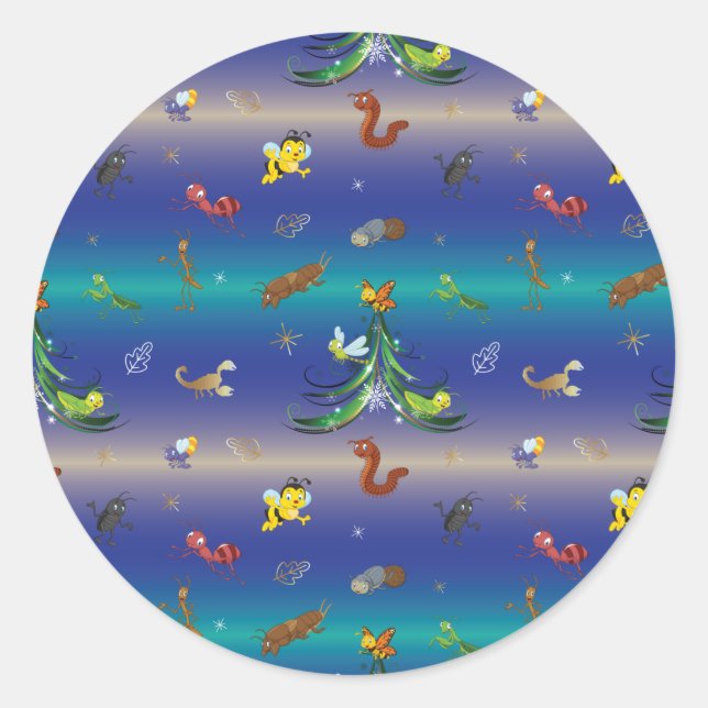 Science, Insect Bug Lover Christmas Tree Classic Round Sticker (Front)