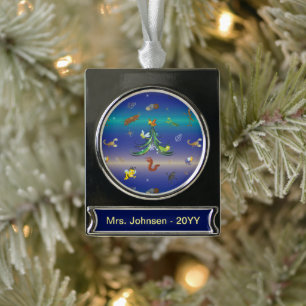 Science, Insect Bug Lover Christmas Tree Silver Plated Banner Ornament