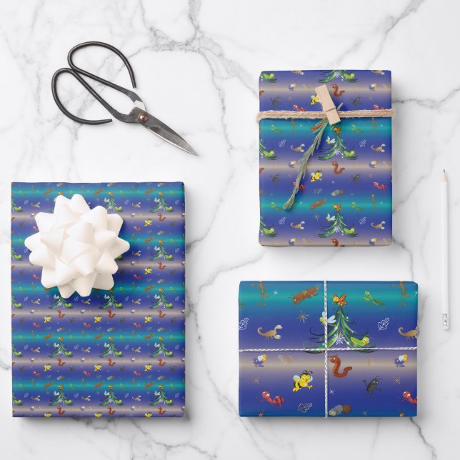 Science, Insect Bug Lover Christmas Tree Wrapping Paper Sheet (Front)