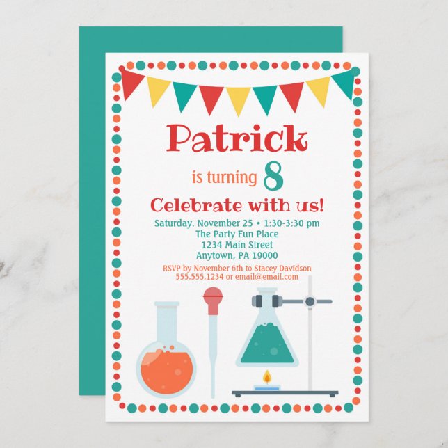 Science Invitation Chemistry Birthday Party (Front/Back)