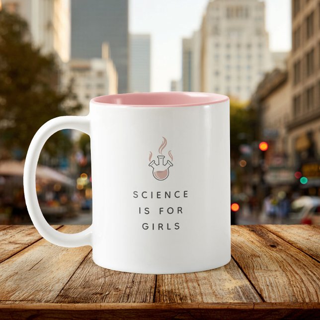 Science is for Girls Cool Trendy Modern Blush Pink Two-Tone Coffee Mug (Creator Uploaded)