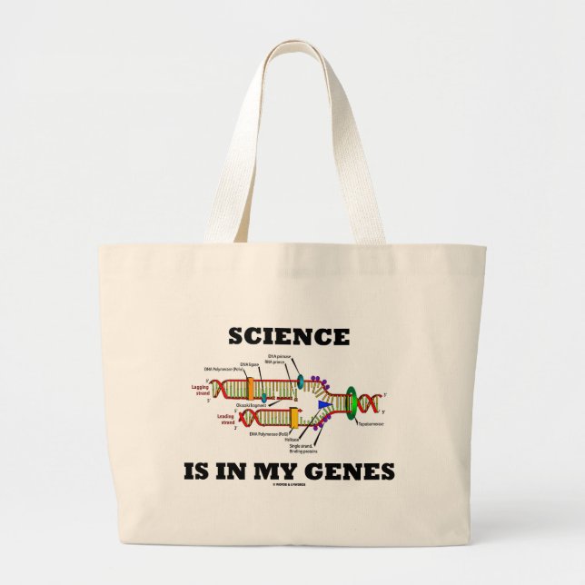 Science Is In My Genes (DNA Replication) Large Tote Bag (Front)