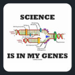 Science Is In My Genes (DNA Replication) Square Sticker<br><div class="desc">Scientists and molecular biologists alike will enjoy any of these gifts featuring DNA replication along with the saying "Science Is In My Genes".  Memorable scientific saying gift for anyone who loves science!</div>