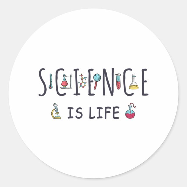 Science is life classic round sticker (Front)