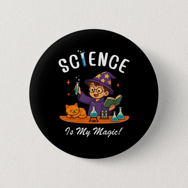 Science Is My Magic Back To School Stem Wizard Tea 6 Cm Round Badge (Front)