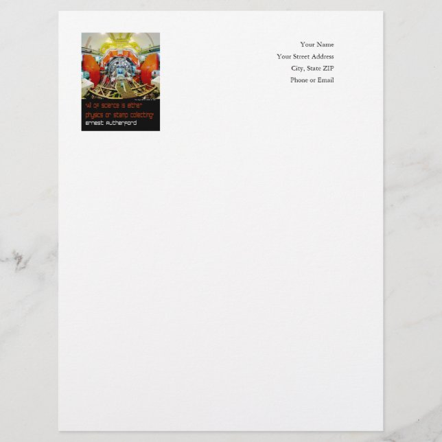Science is Physics or Stamp Collecting Custom Letterhead (Front)