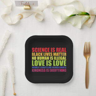 Science Is Real Black Lives Matter LGBT Pride Paper Plate