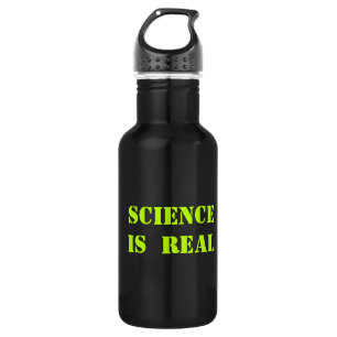 Science is Real neon green modern typography 532 Ml Water Bottle