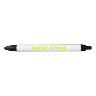 "science is real" neon, light green, white - black ink pen