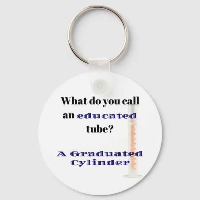 Science Joke Dad Joke Graduated Cylinder Key Ring (Front)