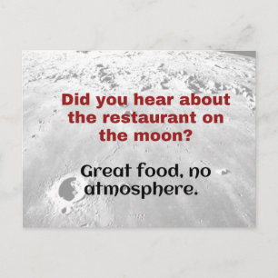 Science Joke, Dad Joke postcard Moon