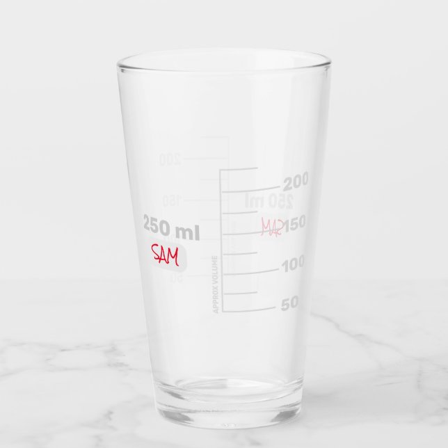 Science Lab Beaker Personalised Drinking Glass (Front)