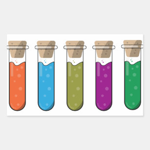 Science Lab Colourful Liquid Potion Test Tubes Rectangular Sticker