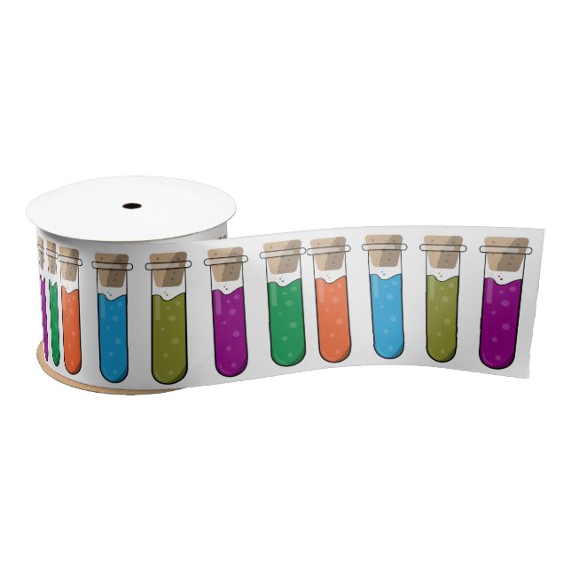 Science Lab Colourful Liquid Potion Test Tubes Satin Ribbon (Spool)
