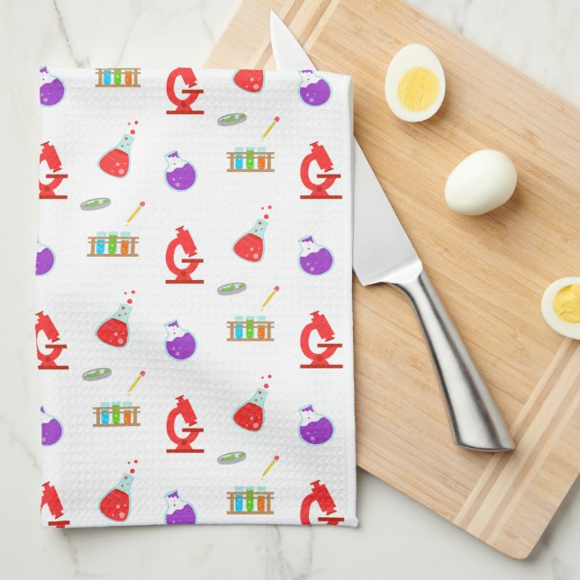 Science Lab Pattern Tea Towel (Quarter Fold)