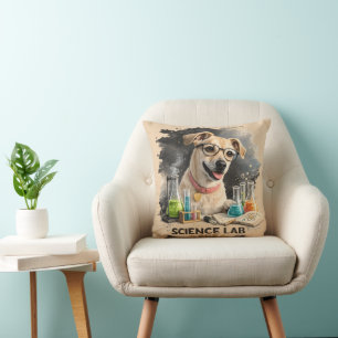 Science Lab Superstar Cute Dog with Glasses Cushion