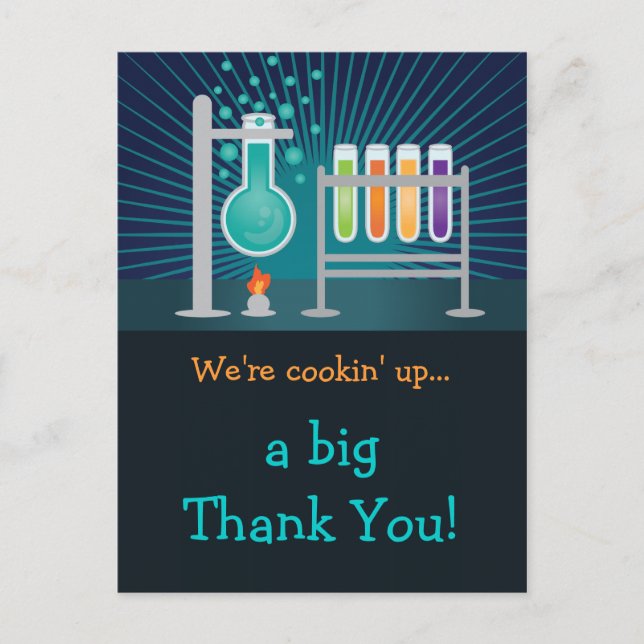 Science Laboratory Birthday Thank You Card (Front)