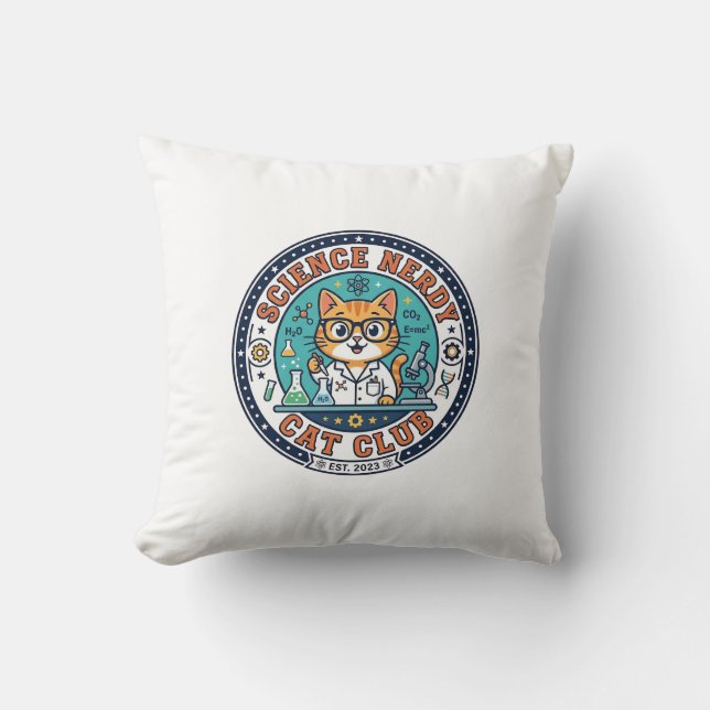 Science Nerdy Cat Cat Mum Gift Idea - Science Nerd Cushion (Front)