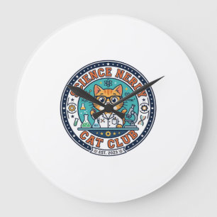 Science Nerdy Cat Cat Mum Gift Idea - Science Nerd Large Clock