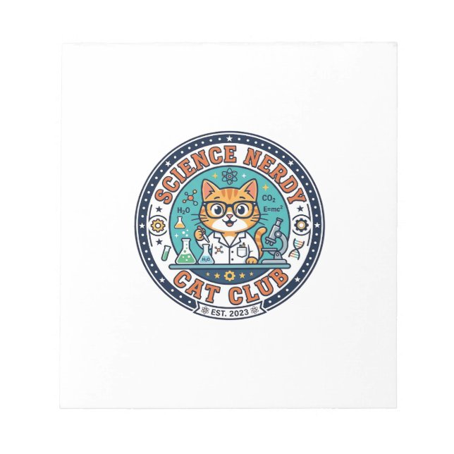 Science Nerdy Cat Cat Mum Gift Idea - Science Nerd Notepad (Front)