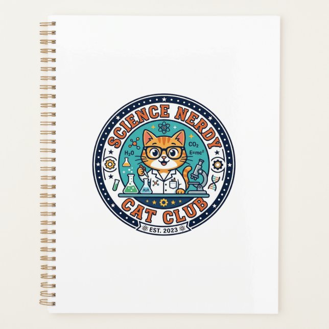 Science Nerdy Cat Cat Mum Gift Idea - Science Nerd Planner (Front)