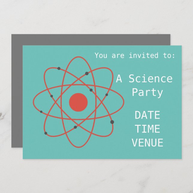 Science party atoms and physics Party Invitation (Front/Back)