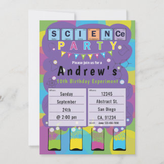 Science Party - Kids Themed Birthday Party Invitation
