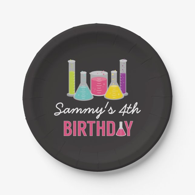 Science Party Plates in Pink (Front)