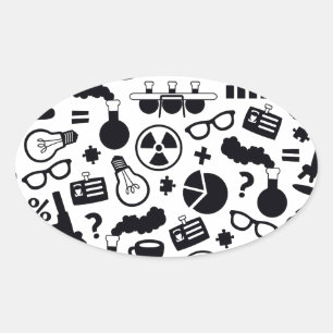 Science Pattern black on white Oval Sticker