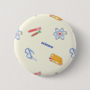 Science pattern on cream 6 cm round badge
