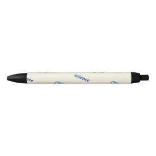 Science pattern on cream black ink pen