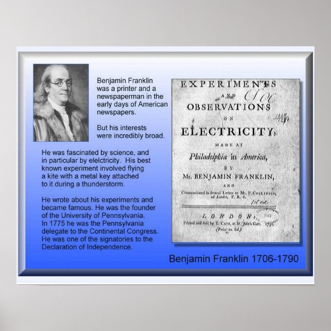 Science Physics Electricity Benjamin Franklin Poster (Front)