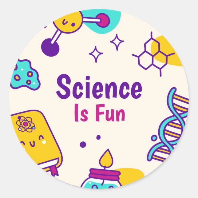 Science Program Labels, Back To School Activity Classic Round Sticker (Front)