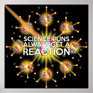 SCIENCE PUNS ALWAYS GET A REACTION POSTER